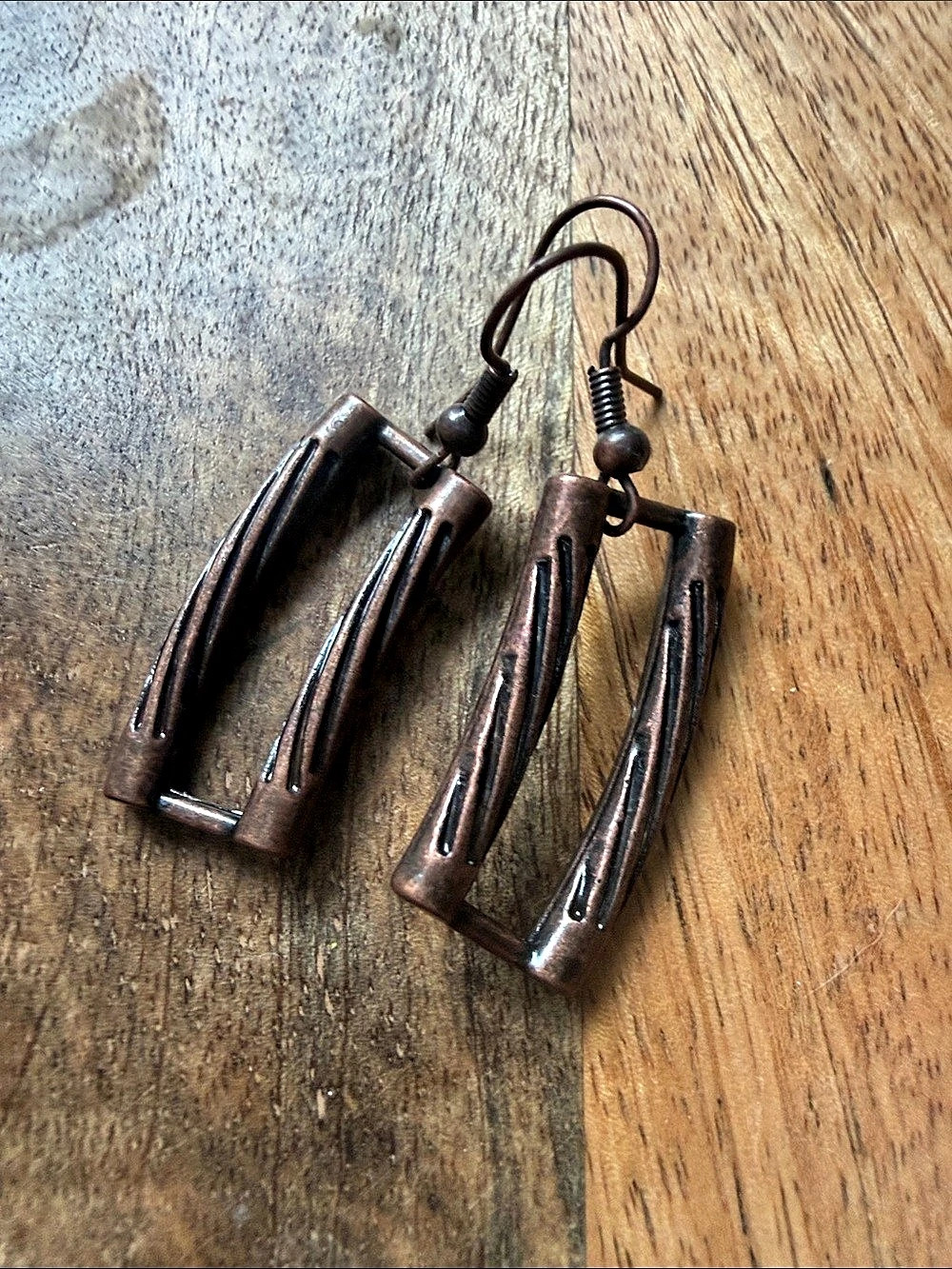 Vintage copper dangle earrings